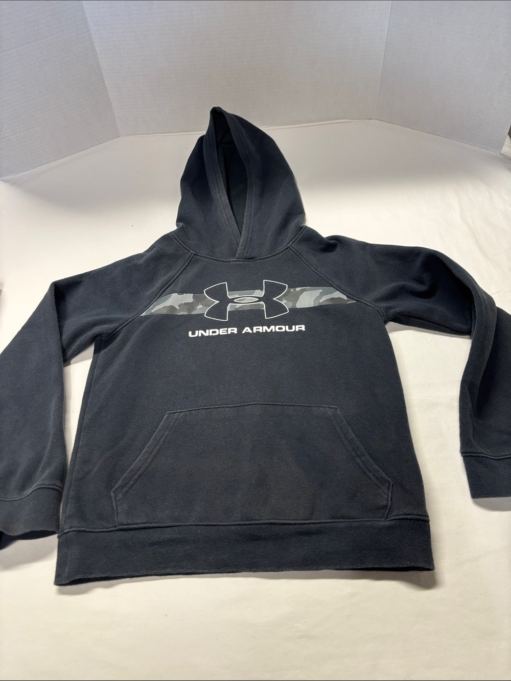 Under Armour Black Kids Hoodie with Gray Camo Logo